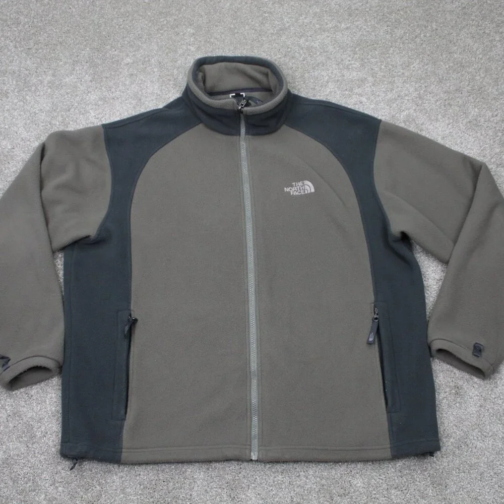 The North Face Sweatshirt Mens Large Gray Full Zip Long Sleeve Fleece Jacket TNF